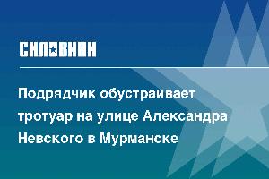 Подрядчик обустраивает тротуар на улице Александра Невского в Мурманске