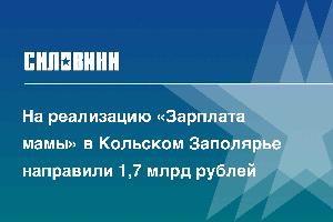 На реализацию «Зарплата мамы» в Кольском Заполярье направили 1,7 млрд рублей