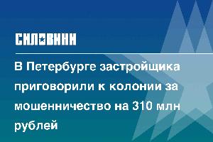 В Петербурге застройщика приговорили к колонии за мошенничество на 310 млн рублей