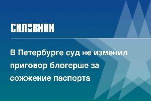 В Петербурге суд не изменил приговор блогерше за сожжение паспорта