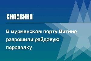 В мурманском порту Витино разрешили рейдовую перевалку