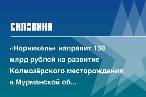 «Норникель» направит 150 млрд рублей на развитие Колмозёрского месторождения в Мурманской области